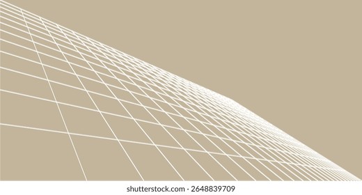 Abstract display of a geometric grid set against a solid beige background. Ideal for minimalistic designs, technical illustrations, architectural perspectives