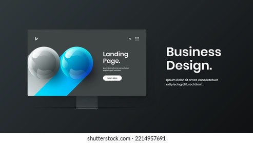 Plantilla de sitio web de simulación de pantalla abstracta. Ilustración vectorial de diseño de presentación original.