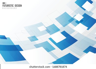 Abstract distort of square and white blue technology artwork graphic design cover background. Use for ad, poster, template design, print. illustration vector eps10