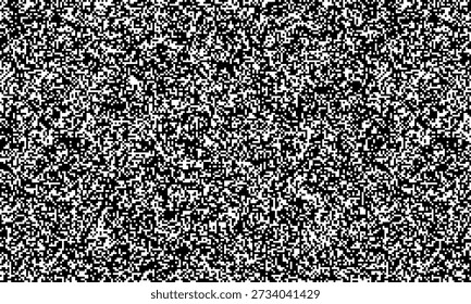 Abstractas distorsionado ruido negro movimiento geométrico glitch superposición efecto distress textura. Fondo de Vector sin costuras con superposición digital monocromo entrelazado.