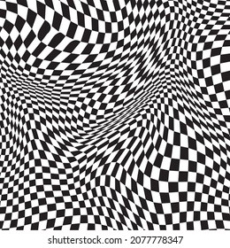 Abstract distorted black and whitw checkered pattern vector eps 10