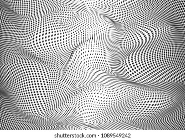 Abstract distorted futuristic texture of halftones. Modern background for printing. concept of comics. flat vector illustration isolated on white background
