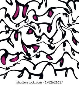 The abstract distorted image consists of branches and red fruits.