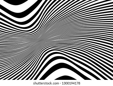 Abstract distorted lines black and white background, Vector illustration