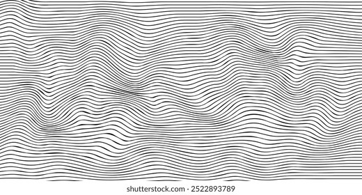 Abstract distorted square grid. Wireframe wave geometry grid background