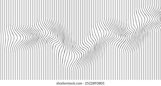 Abstract distorted square grid. Wireframe wave geometry grid background