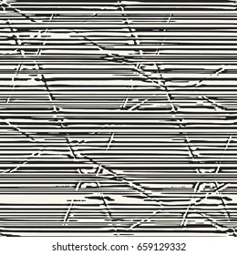 Abstract distorted striped graphic motif. Seamless pattern.