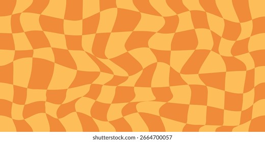 Fundo xadrez laranja distorcido e torcido.