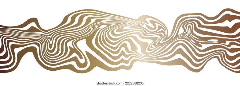 Abstract distorted wave background.Stripes gold design.