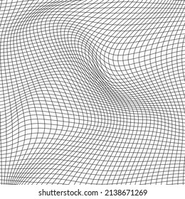 Abstract Distorted Wireframe Wave. Vector Curve Surface Background. Technology Grid Pattern. White Mesh Wave.