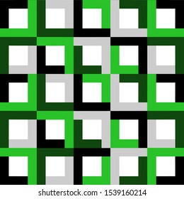 Abstract distortion from the background of the shape of a square. Can be used for graphic or website layout vector. Colorful vector background of green, white and gray squares