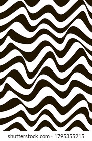 Abstract distortion line background. Striped wave backdrop. Wavy Op art cover. Vector illustration. 