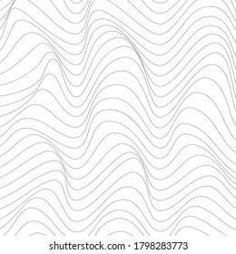 Fondo de la línea de distorsión abstracta. Fondo de ondas rayadas. Portada de arte Op ondulado. Ilustración vectorial. 