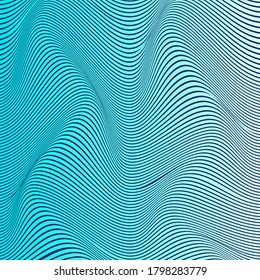 Abstract distortion line background. Striped wave backdrop. Wavy Op art cover. Vector illustration. 