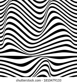 Abstrakter Zeilenhintergrund. Streifenwellenhintergrund. Wavy Op Art Cover. Vektorgrafik.