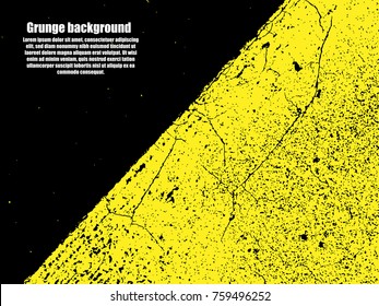 Abstract distress floor, yellow road marking line background, stucco grunge, cement or concrete wall textured. Vector illustration design with copy space.