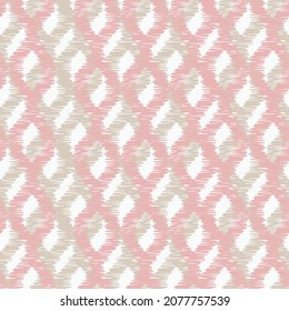 Abstract distressed art deco trellis ikat stripe pattern seamless pink with grey background tile Distressed geometric pattern seamless background tile