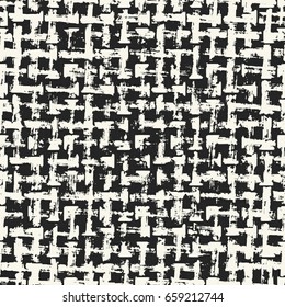 Abstract distressed basket weave check motif. Seamless pattern.