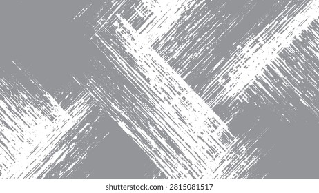 abstract distressed brush stroke vector background with grey and white crisscross diagonal grunge paint line texture