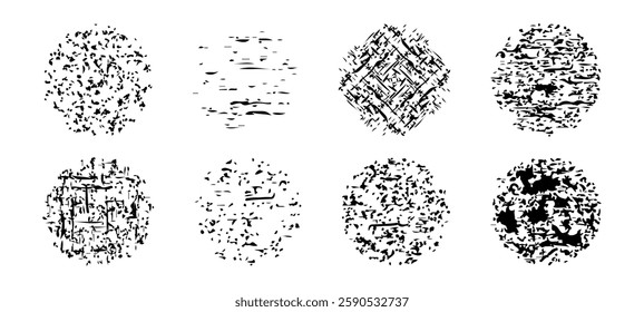 Abstract Distressed Circular Textures Vector Set