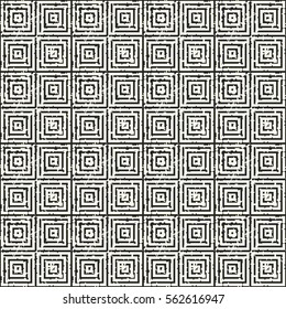Abstract distressed effect tile checked textured background. Seamless pattern.