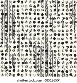 Abstract distressed elements textured background. Seamless pattern.