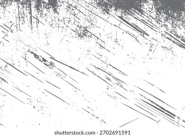 Abstractas fondo de grunge afligido con rayones grises diagonales y motas en textura blanca