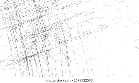 Abstractas textura de superposición de grunge afligido con líneas grises aleatorias y puntos en el Vector de fondo blanco
