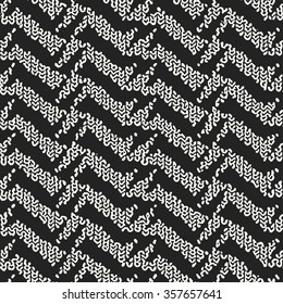 Abstract distressed knitted strokes drawn background. Seamless pattern.