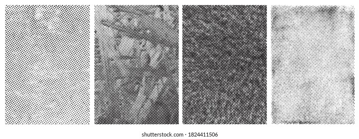 Abstract distressed overlay textures with halftone grained effects in retro style vector illustration