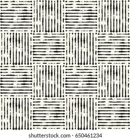Abstract distressed strokes tile check. Seamless pattern.