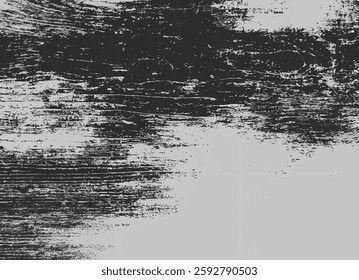 Abstract distressed wood grain texture with a rough grunge effect. High-contrast black and white overlay background.