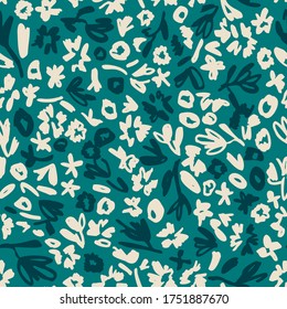 Abstract ditsy doodle seamless pattern. Sketch style flowers. Small simple floral elements. Scrawl texture ornament. Trendy flat outline design.