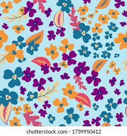 Abstract Ditsy Flowers Seamless Vector Wallpaper