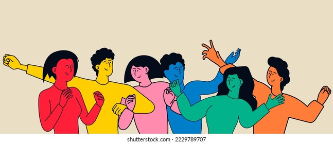 Abstract diverse people set vector illustration. Man and woman community group concept. Crowd people together and different communication. Friendship network and friends communicate and integration - Shutterstock ID 2229789707