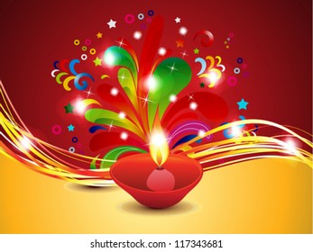 abstract diwali background with deepak vector illustration