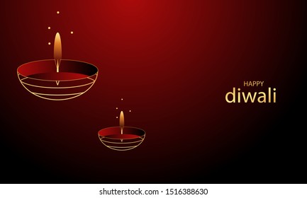 Abstract diwali  banner with lamps 