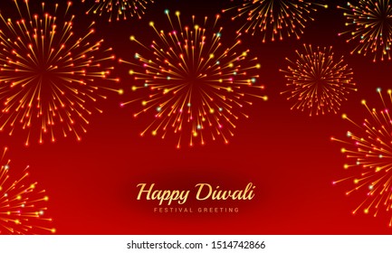 Abstract Diwali banner with lamps and crackers 