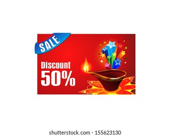 abstract diwali discount gift card vector illustration