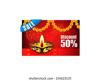 abstract diwali discount gift card vector illustration