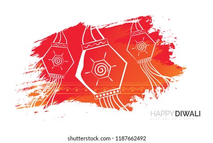 Abstract Diwali Festival Template Design with Hanging Lamps Vector Illustration