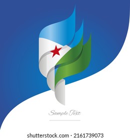 Abstract Djibouti 3D wavy flag white blue green modern ribbon strip logo icon abstract background vector