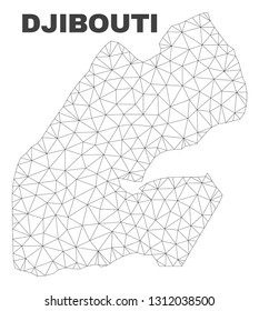 Abstract Djibouti map isolated on a white background. Triangular mesh model in black color of Djibouti map. Polygonal geographic scheme designed for political illustrations.