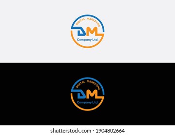 Abstract Dm letter initial modern logo design template