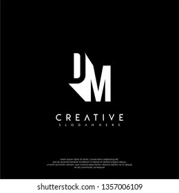 abstract Dm logo letter in shadow shape design concept