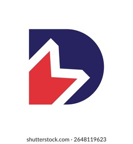 Abstract DM or MD Logo With Blue and Red color.