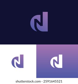 Abstract DN ND letter simple style logo design vector template