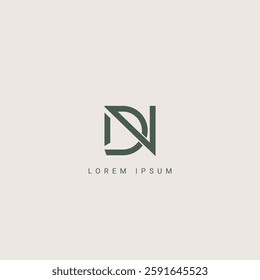 Abstract DN ND letter simple style logo design vector template
