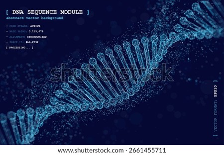 Abstract DNA background with glowing double helix, representing medical, biotechnology, and genetic concepts. Futuristic vector illustration combines science, biology, molecule, and cell structure.
