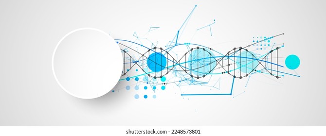 Abstract DNA background with plexus effect. Scientific and technological concept.